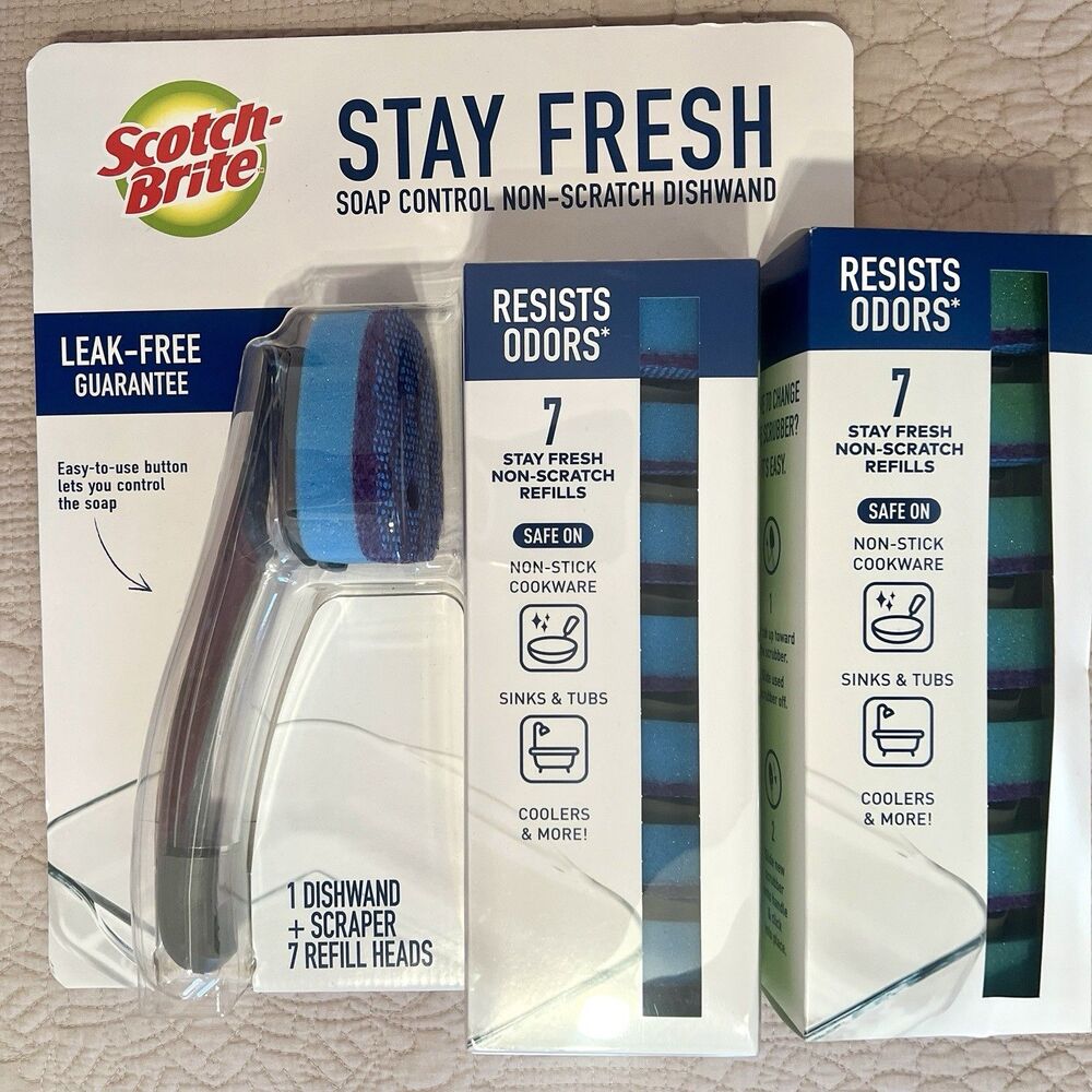 Scotch-Brite Stay Fresh Soap Control Non-Scratch Dishwand 14  Refill Heads